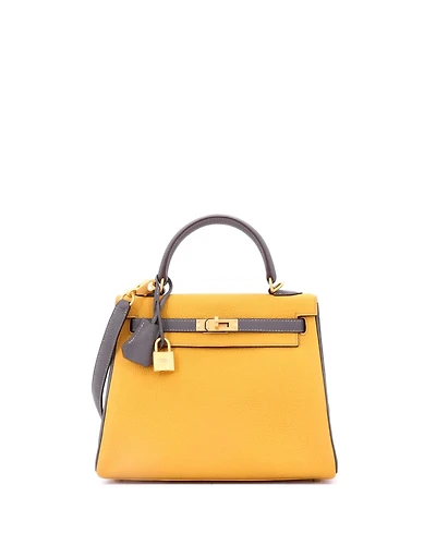 Pre-Owned Hermes Kelly 25 Handbag Bicolor Togo with Brushed Gold Hardware