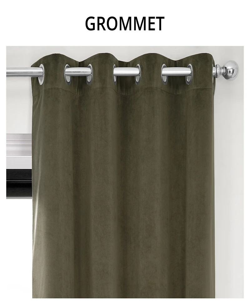 Half Price Drapes Hunter Green Grommet Signature Velvet Blackout Curtain