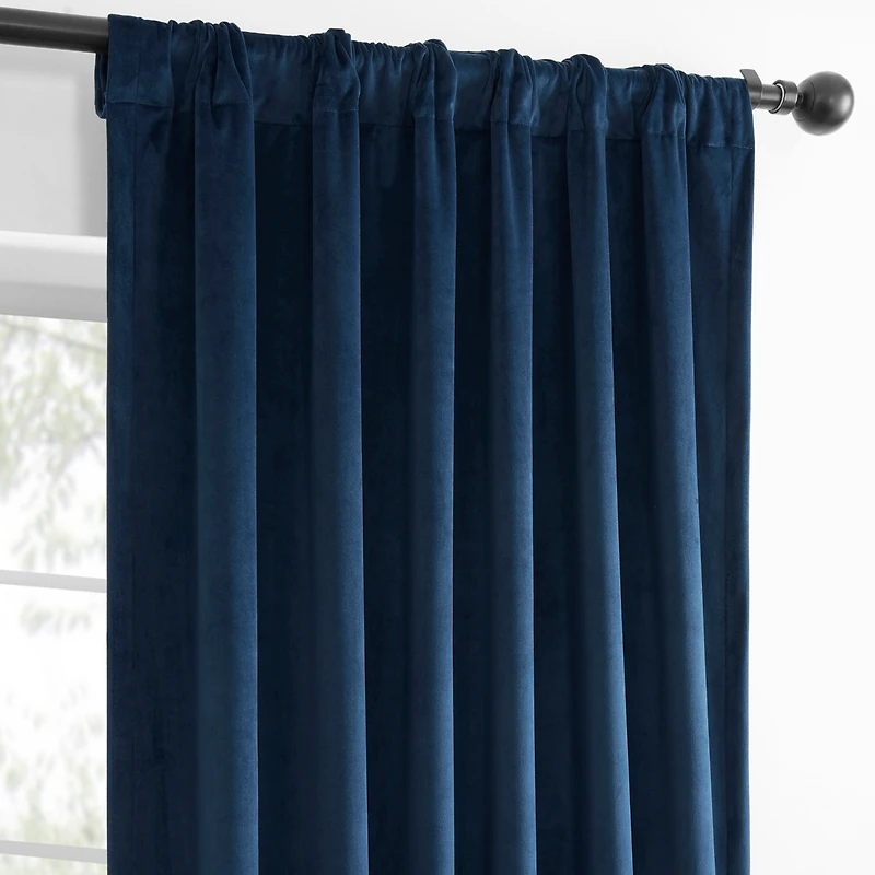 Half Price Drapes Deep Cobalt Blue Simply Velvet Room Darkening Curtain Pair (2 Panels)