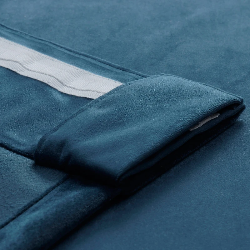 Half Price Drapes Dark Blue Simply Velvet Room Darkening Curtain Pair (2 Panels)