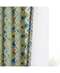 Half Price Drapes Zanni Multi Blue Green Geometric Faux Silk Jacquard Room Darkening Curtain