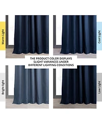 Half Price Drapes Dark Blue Solid Cotton Hotel Blackout Curtain