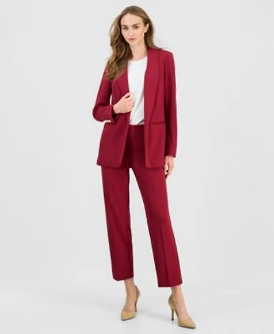 Anne Klein Womens Shawl Collar Open Front Blazer Twist Neck Sleeveless Top Hollywood Waist Pull On Pants