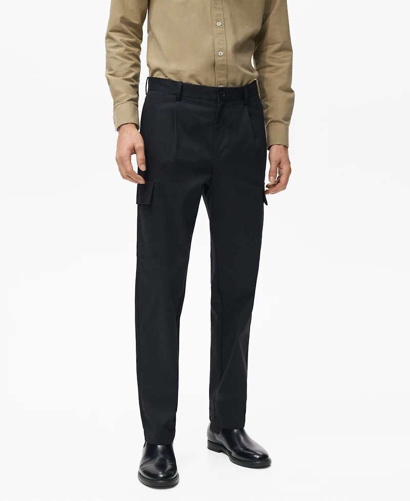 Mango Men's Regular-Fit Cotton Cargo Pants