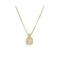 Elena Halo Pendant Necklace Gold & White Plated