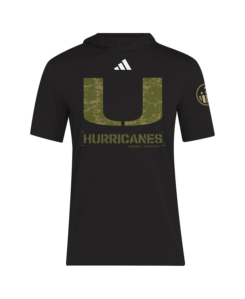 Adidas Men's Black Miami Hurricanes 2025 Military Appreciation Aeroready T-Shirt