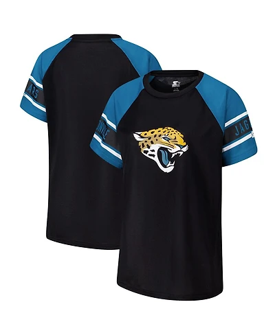 Starter Women's Black Jacksonville Jaguars 1st Rounder Color Block Raglan Top
