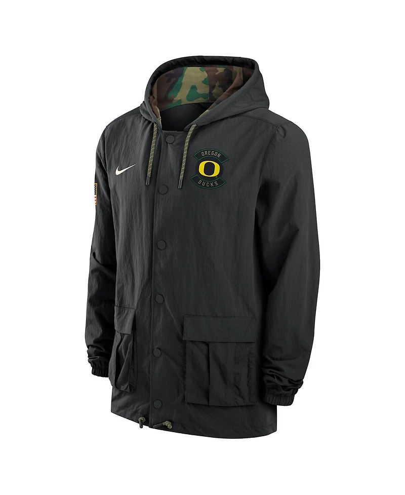 Nike Men's Black Oregon Ducks 2025 Ncaa Military Appreciation Full-Snap Jacket