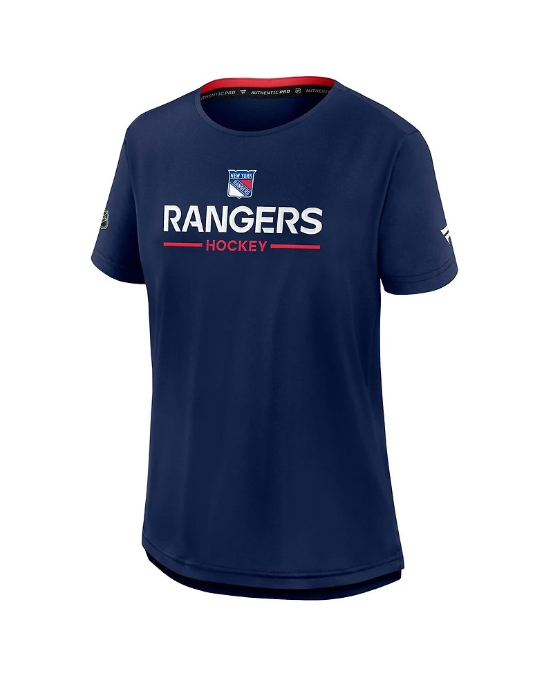 Fanatics Women's Navy New York Rangers Authentic Pro Rink Tech T-Shirt