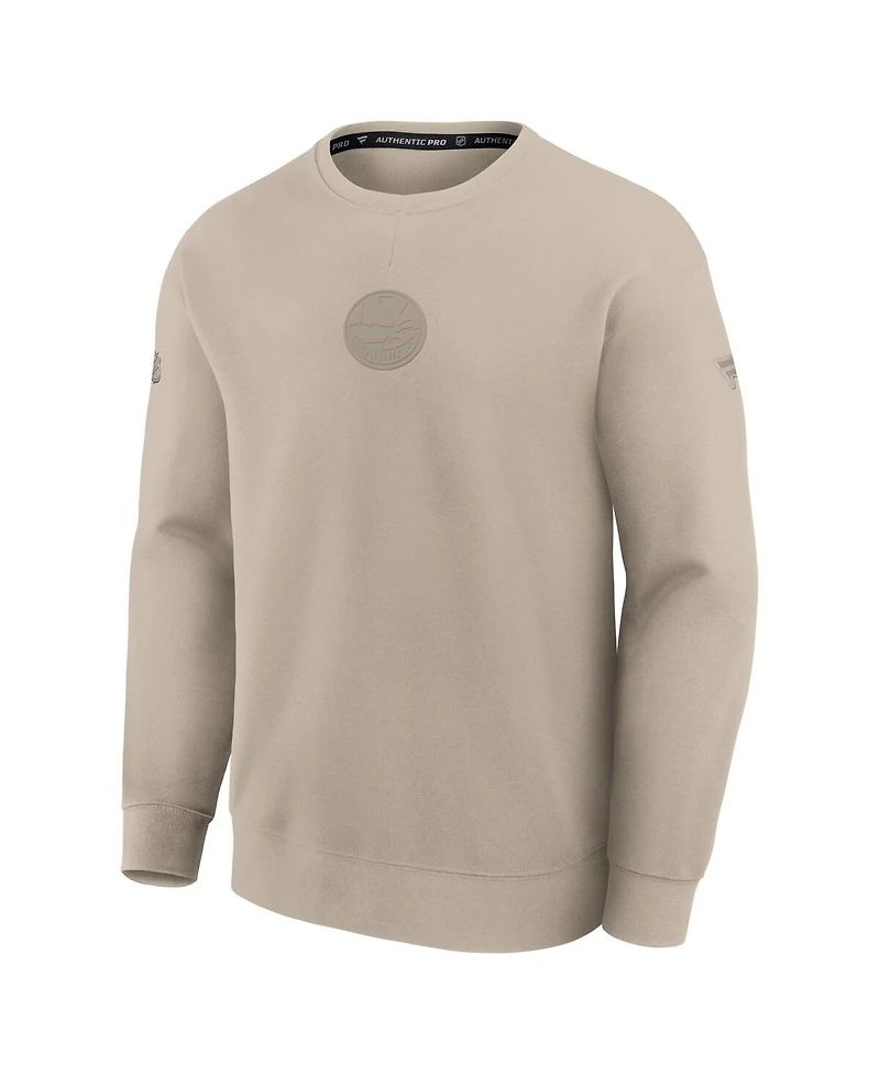 Fanatics Men's Tan New York Islanders Authentic Pro Road Tri-Blend Sweatshirt