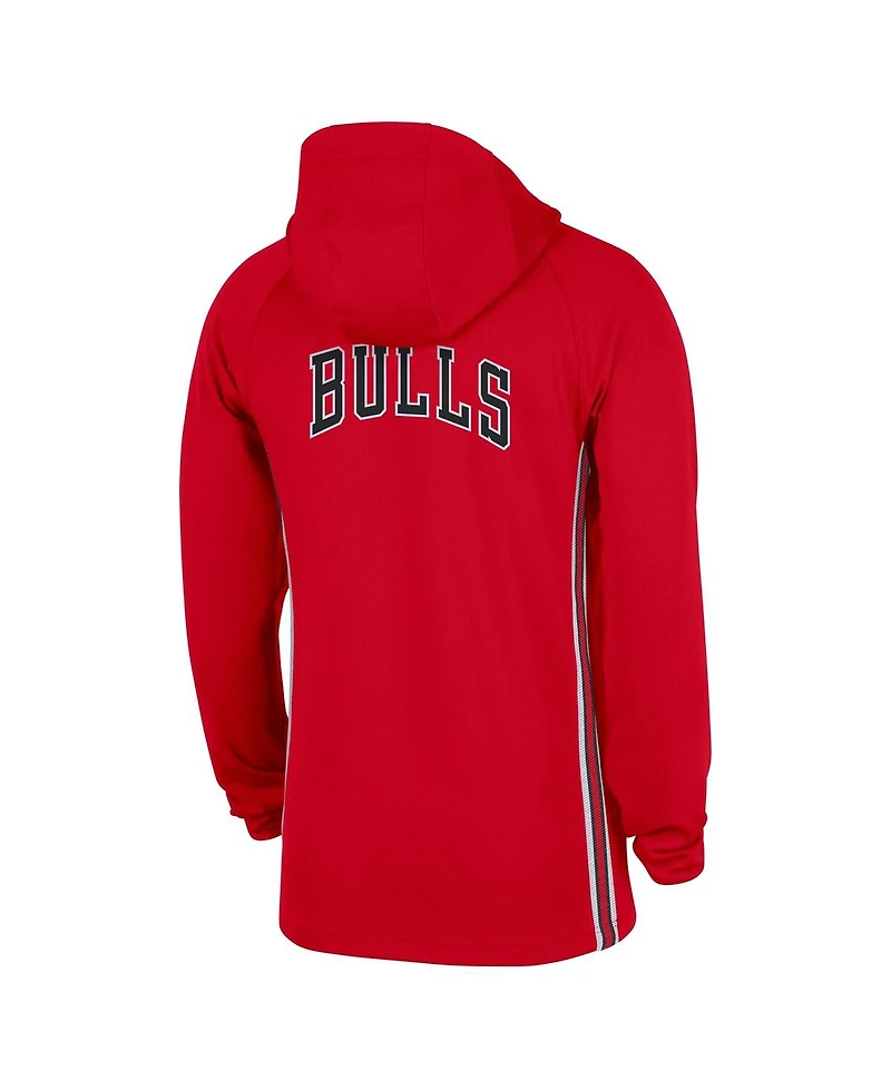 Nike Men's Red Chicago Bulls Authentic On Court Zone Quarter-Zip Dri-fit Hoodie Jacket