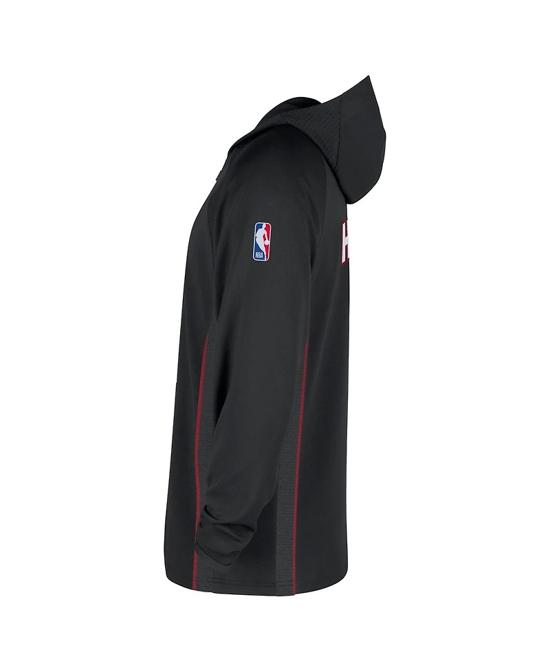 Nike Men's Black Miami Heat Authentic On Court Zone Quarter-Zip Dri-fit Hoodie Jacket