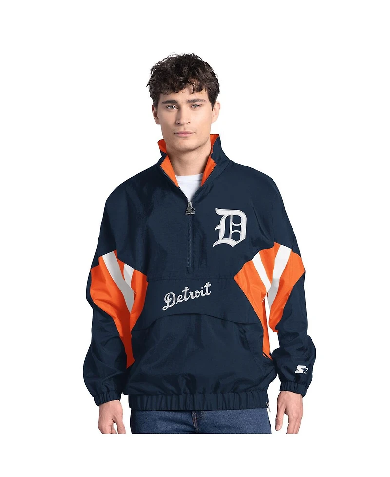 Starter Men's Navy Detroit Tigers Cooperstown Chief Half-Zip Pullover Sweatshirt