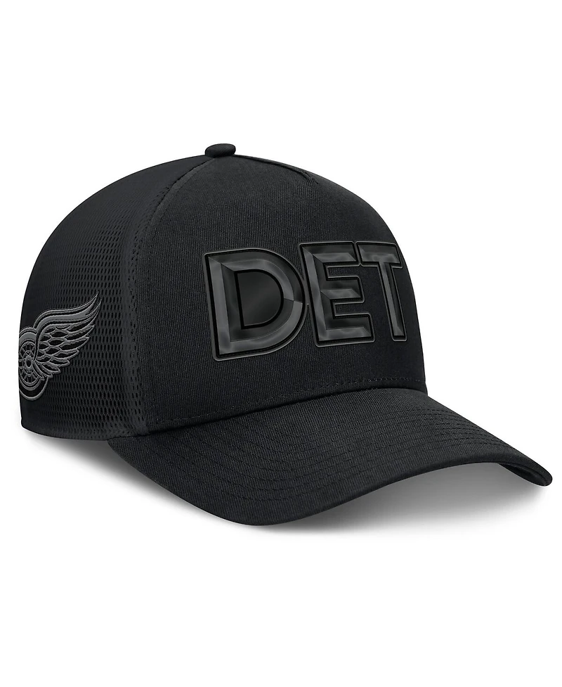 Fanatics Men's Black Detroit Red Wings Authentic Pro Road Team Code Trucker Adjustable Hat