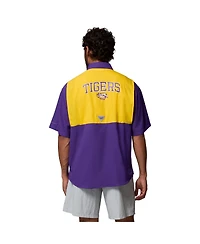 Columbia Men's Purple Lsu Tigers Tamiami Color Block Omni-Shade Button-Down Shirt