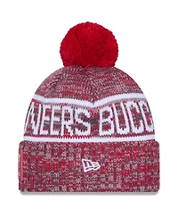 New Era Men's Red Tampa Bay Buccaneers 2025 Sideline Cold Weather Cuffed Pom with Knit Hat
