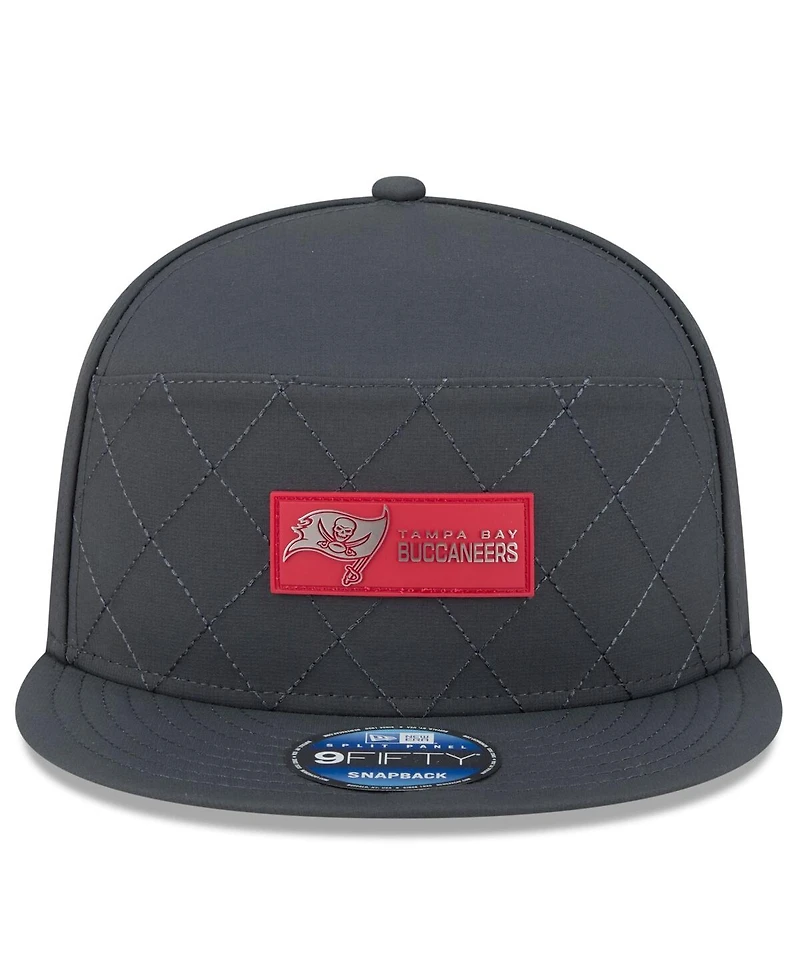 New Era Men's Charcoal Tampa Bay Buccaneers 2025 Sideline Cold Weather Split Panel 9FIFTY Snapback Hat