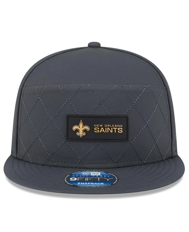 New Era Men's Charcoal New Orleans Saints 2025 Sideline Cold Weather Split Panel 9FIFTY Snapback Hat