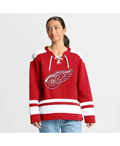 Fanatics Women's Red Detroit Wings Icing Long Sleeve Lace Up Sweatshirt