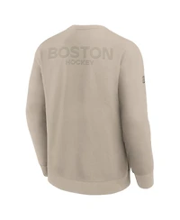 Fanatics Men's Tan Boston Bruins Authentic Pro Road Tri-Blend Sweatshirt