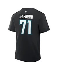 Fanatics Men's Macklin Celebrini Black San Jose Sharks Authentic Stack Name and Number T-Shirt