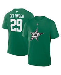 Fanatics Men's Jake Oettinger Kelly Green Dallas Stars Authentic Stack Name Number T-Shirt