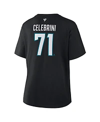 Fanatics Women's Macklin Celebrini Black San Jose Sharks Authentic Stack Name Number T-Shirt