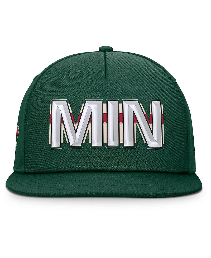 Fanatics Men's Green Minnesota Wild Authentic Pro Rink Team Code Snapback Hat