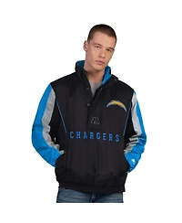 Starter Men's Black Los Angeles Chargers Thursday Night Gridiron Half-Zip Jacket