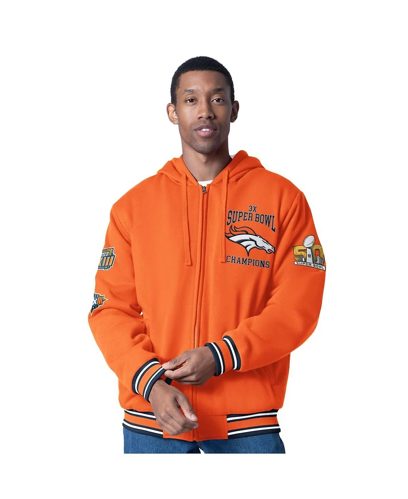 G-iii Sports by Carl Banks Men's Orange Denver Broncos Power Forward Commemorative Fleece Full-Zip Hoodie