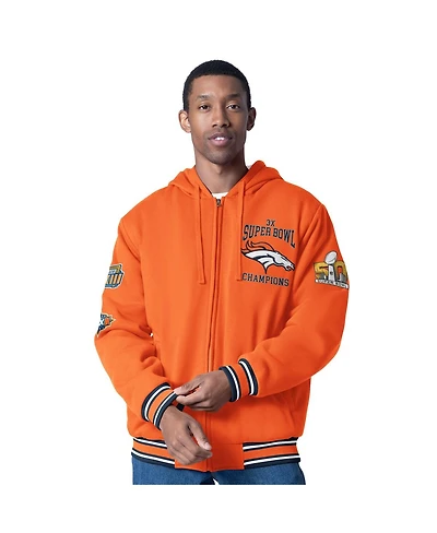 G-iii Sports by Carl Banks Men's Orange Denver Broncos Power Forward Commemorative Fleece Full-Zip Hoodie
