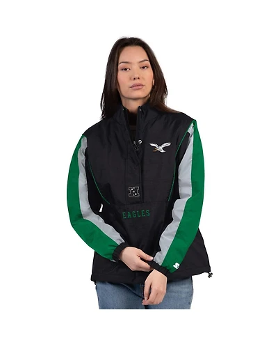 Starter Women's Black/Kelly Green Philadelphia Eagles Thursday Night Gridiron Half-Zip Jacket
