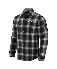 Fanatics Men's Darius Rucker Collection by Black Buffalo Bills Flannel Plaid Full-Snap Shirt