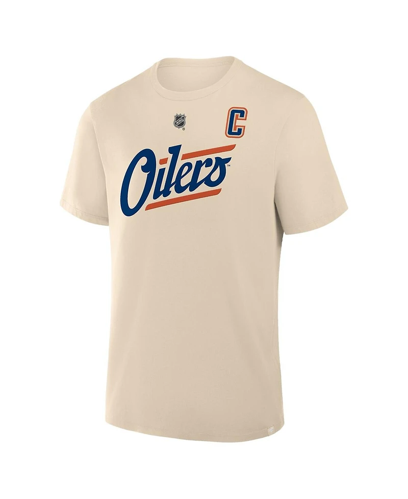 Fanatics Men's Connor McDavid Beige Edmonton Oilers Alternate Name Number T-Shirt