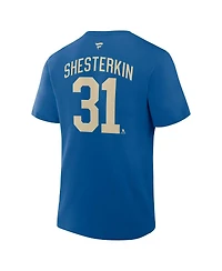 Fanatics Men's Igor Shesterkin Blue New York Rangers Authentic Stack Name Number T-Shirt