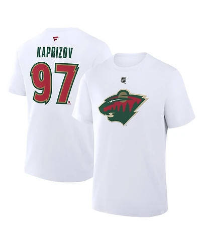 Fanatics Men's Kirill Kaprizov White Minnesota Wild 25th Anniversary Alternate Authentic Stack Name Number T-Shirt