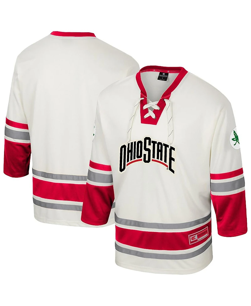 Colosseum Men's Cream Ohio State Buckeyes Puck Proud Fashion Hockey Jersey