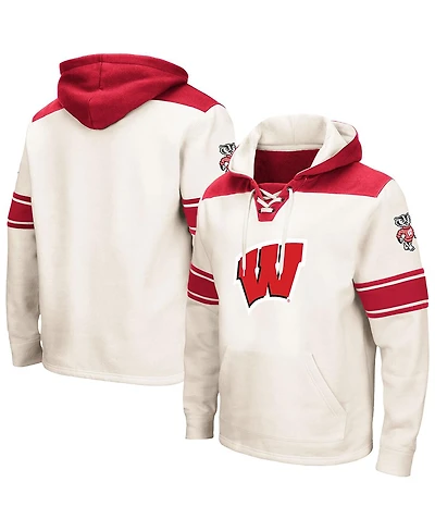 Colosseum Men's Cream Wisconsin Badgers 2.0 Lace-Up Hoodie