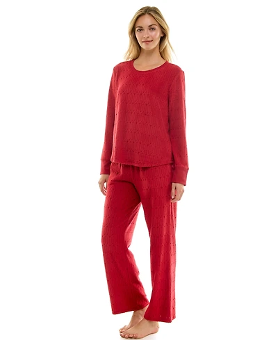Roudelain Women's 2-Piece Long-Sleeve Crewneck Top and Pants Set
