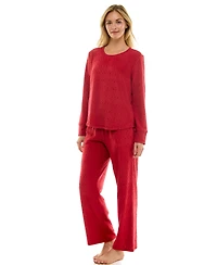 Roudelain Women's 2-Piece Long-Sleeve Crewneck Top and Pants Set
