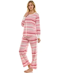 Roudelain Women's 2-Piece Printed Long-Sleeve Top and Straight Leg Pants