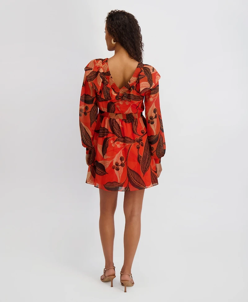 kensie Women's Long-Sleeve V-Neck Dress