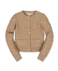 Hope & Henry Girls Organic Long Sleeve Herringbone Cardigan Sweater