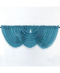 GoodGram 2-Pack: Beaded Emerald Crepe Waterfall Valances - 44 in. W x 37 L, Pumpkin Spice/Terracotta