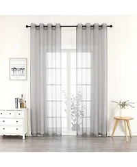 GoodGram Montauk Accents 2 Piece Grommet Top Summery Sheer Voile Window Curtain Panels For Extra Long & Taller Windows
