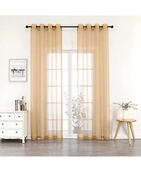 GoodGram Montauk Accents 2 Piece Grommet Top Summery Sheer Voile Window Curtain Panels For Extra Long & Taller Windows