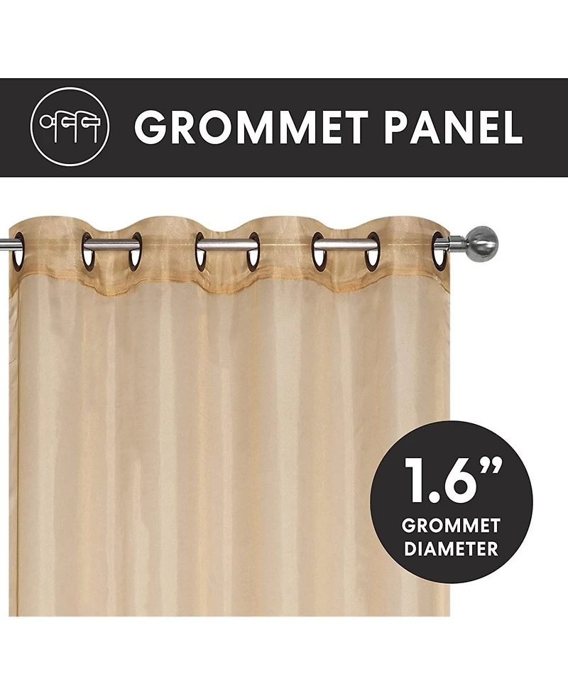 GoodGram Montauk Accents 2 Piece Grommet Top Summery Sheer Voile Window Curtain Panels For Extra Long & Taller Windows