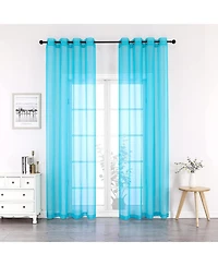 GoodGram Montauk Accents 2 Piece Grommet Top Summery Sheer Voile Window Curtain Panels For Extra Long & Taller Windows