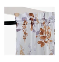 Kate Aurora Watercolor Floral Lillies Complete 3 Piece Rod Pocket Kitchen Curtain Tier & Valance Set - Spice