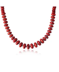 American West Jewelry Sterling Silver Red Coral Bead Toggle Necklace, 20 Inches